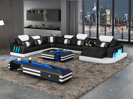 Eckcanapé Polster Eckcanapé Sideboard U-Form Miwwelstéck Liederkanapé Wunnlandschaft Nei