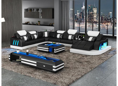 Eckcanapé Polster Eckcanapé Sideboard U-Form Miwwelstéck Liederkanapé Wunnlandschaft Nei