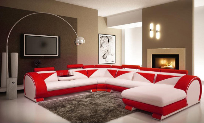 Luedersoofa mat USB Luedersoofa Grousst Sofa Ecksofa Lieder XXL Wunnlandschaft U Form