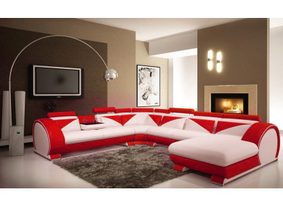 Luedersoofa mat USB Luedersoofa Grousst Sofa Ecksofa Lieder XXL Wunnlandschaft U Form