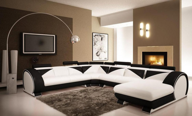 Luedersoofa mat USB Luedersoofa Grousst Sofa Ecksofa Lieder XXL Wunnlandschaft U Form