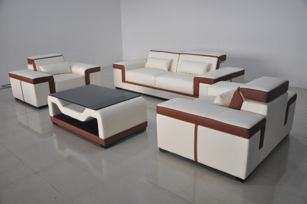 Komplett Garnitur 3+2+1 + Couch Dësch Sofa Lieder Sëtz Grupp Sofagarnitur + USB