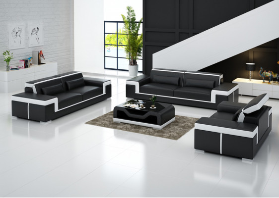 Komplett Garnitur 3+2+1 + Couch Dësch Sofa Lieder Sëtz Grupp Sofagarnitur + USB