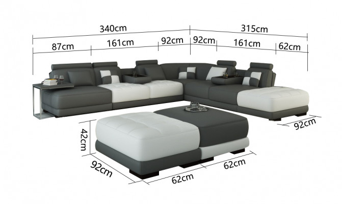 Ledercouch Canapé Wunnlandschaft Eckcouch Eck Garnitur Design Modern Sofa Nei A1147