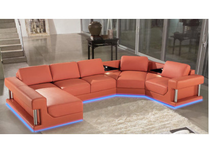 Ledercouch Couch Wunnlandschaft Kannapee Eck Garnitur Design Modern Kannapee A1131