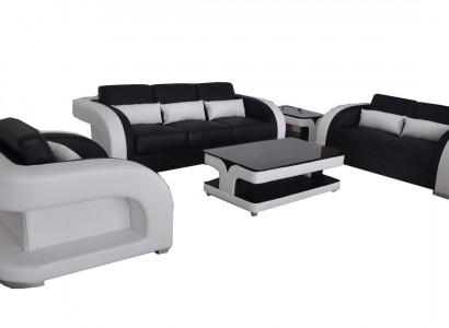 XXL Lieder Wunnlandschaft Garnitur Design Modern Sofagarnitur 3+2+1 F3002C+Dësch