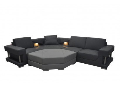 Wunnzëmmer Textil Eckcouch Polster Couch Garnitur Eckgarnitur Sofa Couchen + USB