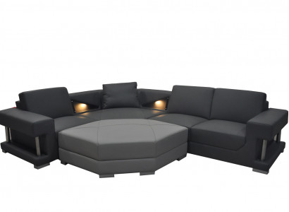 Wunnzëmmer Textil Eckcouch Polster Couch Garnitur Eckgarnitur Sofa Couchen + USB