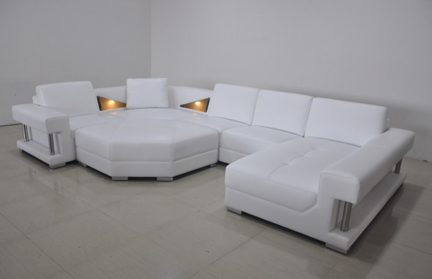 Eckcouch U-Form Modern Polster Wunnzëmmer Miwwelen Eckecksofa Ledercouch Design Couch
