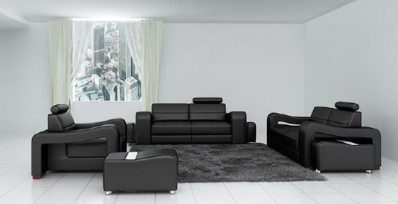 Designer Lieder-Sofa Sofagarnitur USB Sofa Sëtz Këssen Garnitur 3+2+1 Garnituren