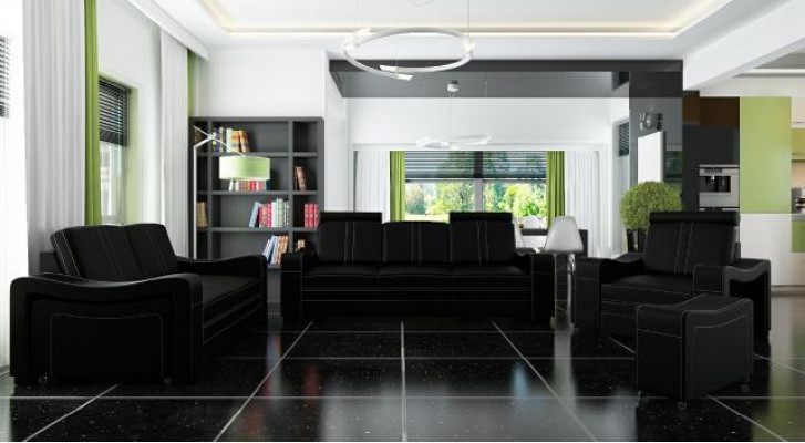 Ledersofa Design Sofa Sofagarnitur 3+2+1 mat USB Sofa Garnitur Polstergarnitur