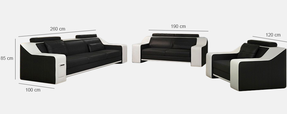 Ledersofa Set Sofa Canapé Sëtz Polster Garnitur Sofagarnitur 3+2+1 Sofas HuttenS