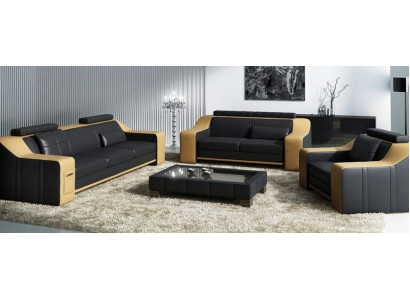 Ledersofa Set Sofa Couch Sëtz Polster Garnitur Sofagarnitur 3+2+1 Sofas HuttenGB