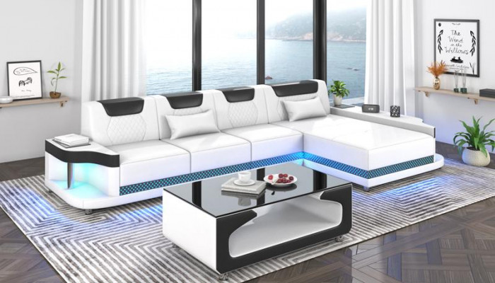 Eckcouch L-Form Polstersëtz Lieder Wunnlandschaft Sofaen Eck Luxus Miwwelen Nei