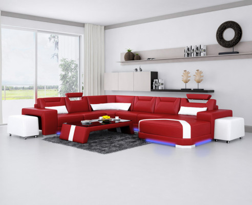 Ledersofa Couch Wunnlandschaft Eckssofa Eck Garnitur Design Modern Sofa Nei F3011