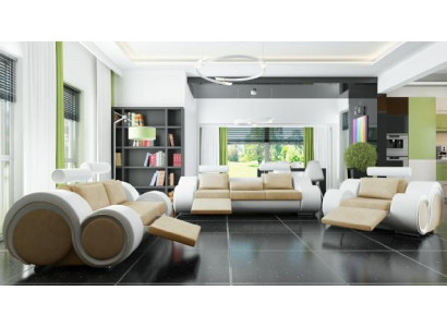 DESIGNER SOFA+USB SOFAGARNITUR 3/2/1 Sëtz RELAX CANAPÉI POLSTERGARNITUR TEXTIL