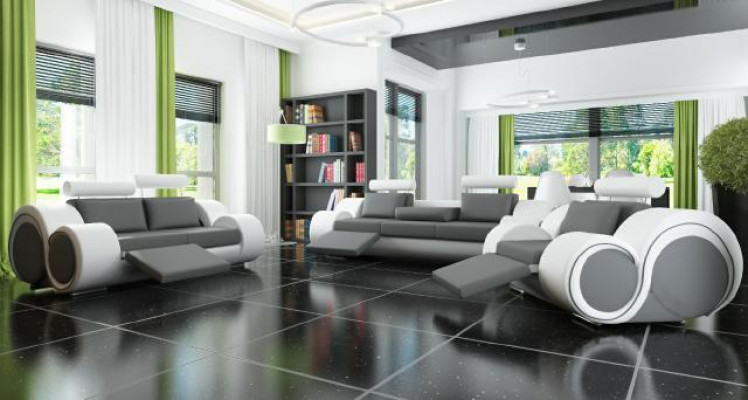 Lieder Sofa Sofagarnitur 321 Sitz USB Canapé-Garnitur Polsterung-Garnitur BERLIN Canapé