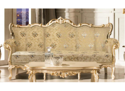 Sofa 3-Sëtz Couch Holzmiwwelen Drësëtz Couch Sofas italienesche Stil 200cm