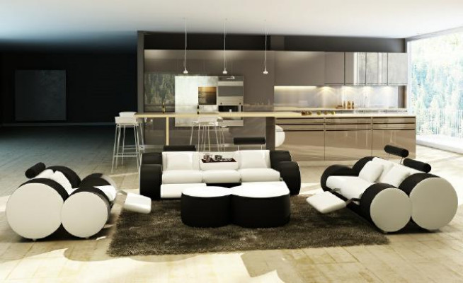 Lieder Canapé 3+2+1 Sëtzer mat USB Relax Canapé Sofagarniture Polestergarniture MADRID