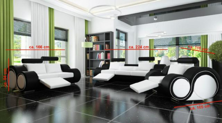 Sofagassett + USB Këssen 3+2+1 Sofa Garnitur Designer Lounge Relax Këssel Set