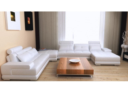 Eckcouch Canapé Sofa Wohnlandschaft Liederdivan XXL Designer Canapéen Wolfhagen Wäiss