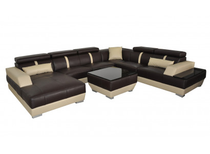 Ledercouch Wunnlandschaft Eck Garnitur Design Modern Sofa Dekorativ U-Form