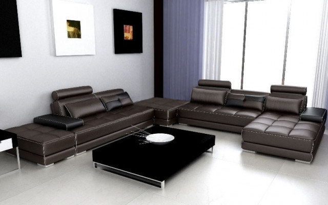 Ledercouch Couch Wunnlandschaft Eckssofakombinatioun Design Modern Sofa Nei A1146