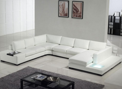 Ledersofa Canapé Wunnlandschaft Eckssofa Eck Garnitur Design Modern Sofa A1110