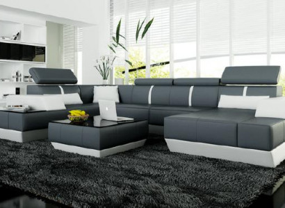 Ledersëtzgrupp Couch Sofa Ecksofa Eckcouch Ledercouch Polster Ecke-Sofa
