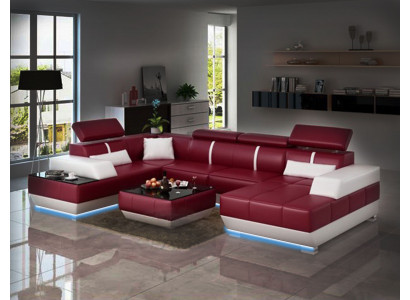 Designer Canapé + USB, Polster Garnitur Liederkanapé Sofas Neiwunnlandschafteckcouch