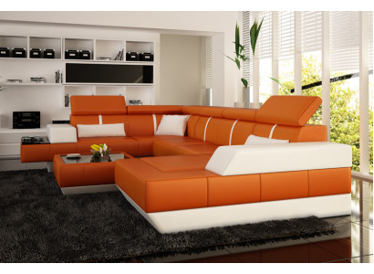 Ledersofa + USB Sofa Ecksofa Eckcouch Ledercouch Polster Ecke NEI Wunnlandschaft