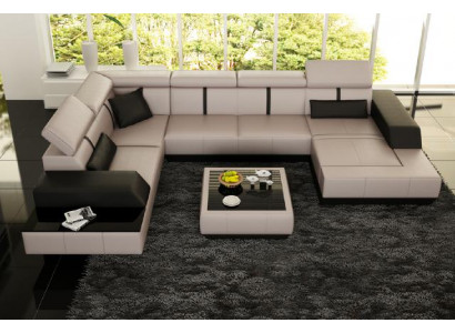 Ledersofa + USB Wunnlandschaft Sofa Ecksofa Eck Ledercouch Poster Eck Couch Nei