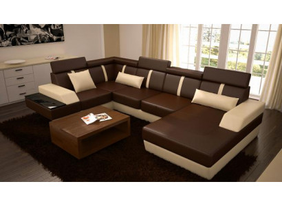 Designer Wunnlandschaft Eckcouch USB Sofa Polster Garnitur Ledersofa Canapéen Nei