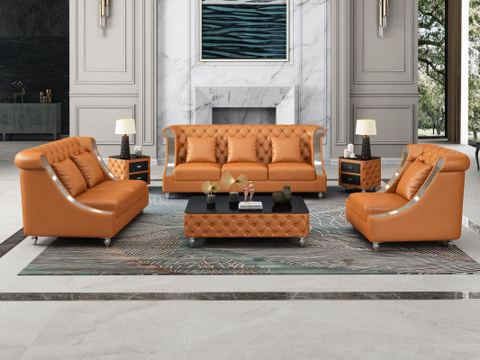 Chesterfield Liederdivan Canapé Këssen Komplett Set Garnitur 6tlg. Sëtz Set Lieder