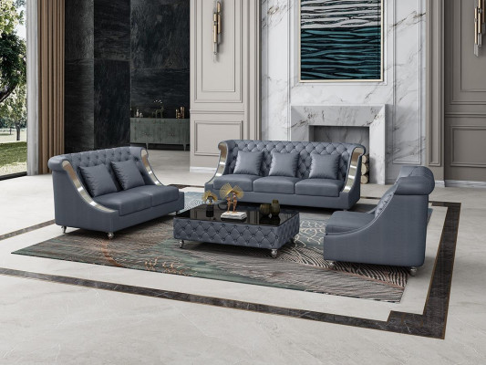 Chesterfield Liederdivan Canapé Këssen Komplett Set Garnitur 6tlg. Sëtz Set Lieder