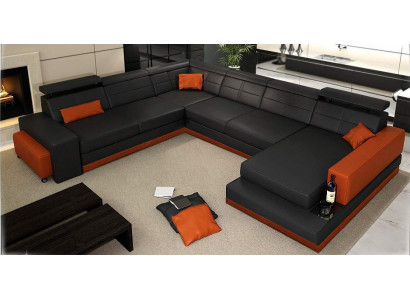 Ledersofa Couch Nei Wunnlandschaft Ecksofa Eck Garnitur Design Modern Sofa + USB