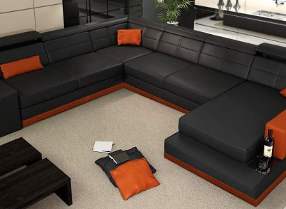 Ledersofa Couch Nei Wunnlandschaft Ecksofa Eck Garnitur Design Modern Sofa + USB