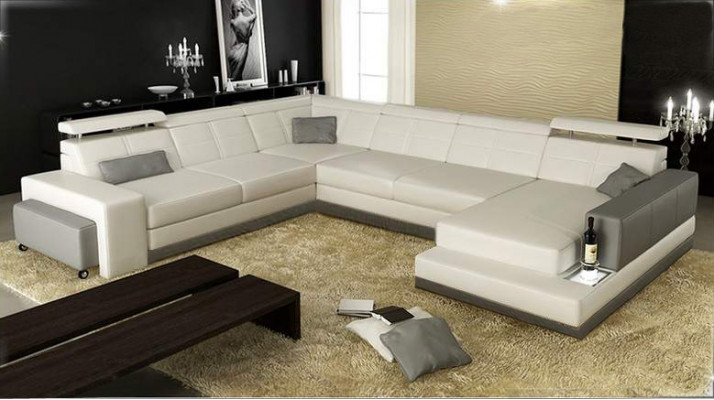 Ledersofa Couch Nei Wunnlandschaft Ecksofa Eck Garnitur Design Modern Sofa + USB