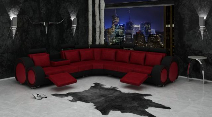 Textil Sofa USB Designer Sofas Canapé Eckgarnitur Eckcouch Polster Wunnlandschaft