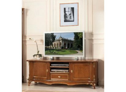 TV-Säitestéck RTV Wunnzëmmer Design Regal Braun Holz Regaler Lowboard Italien Nei