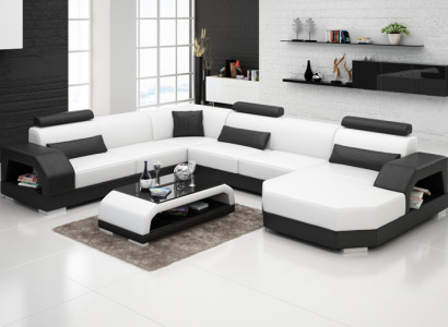 Ledercouch Sofa Wunnlandschafte Ecksofa Eck Garnitur Design Modern Sofa G8001