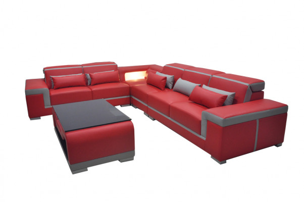 Lieder Sofa Sofas Couch Eck Polster Garnitur + Dësch Couchen LForm Wunnlandschaft