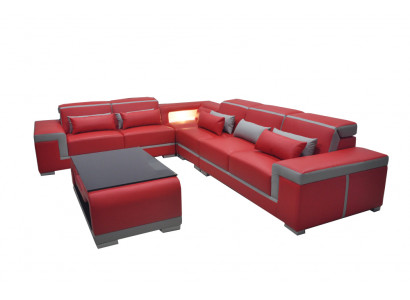 Lieder Sofa Sofas Couch Eck Polster Garnitur + Dësch Couchen LForm Wunnlandschaft