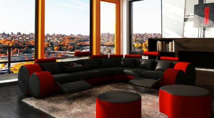 Designer Liederdivan mat USB Sofa Liedersekzioun Eckdivan Wunnlandschaft Moossanfertigung