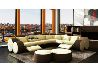 Designer-Ledersofa+USB Ecke Couch Ledersofa Sofa Wunnlandschaft Made In EU
