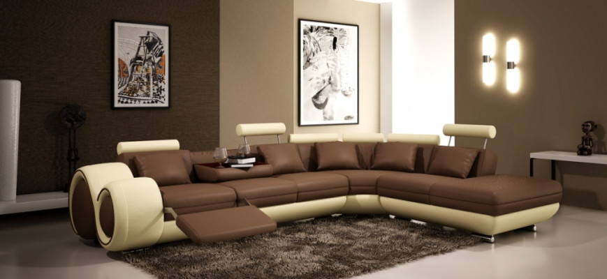Ledersofa Couch Wunnlandschaft Ecksifa Eck Garnitur Design Modern Sofa A1163C