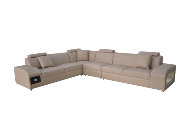 Ecksofa Garnitur Design Modern Sofa + USB Ledersofa Sofa Wunnlandschaft Couch
