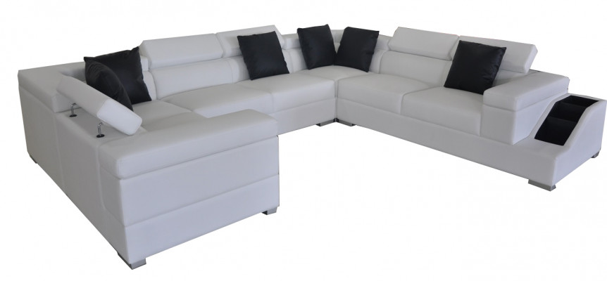 Ledercanapé USB Wunnlandschaft Eckcanapé Eck Garnitur Design Canapé Couch Nei