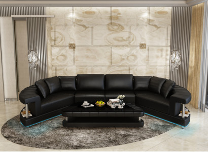 Wunnlandschaft Trapezforméiert Ronn Ecksofa Sofa Ronn Couch Polster U-Form + USB