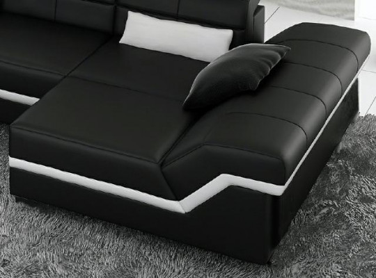 Grouss Ledergarnitur Polster Neit Ledersofa XXL Sofa mat USB Ecksofa Wunnlandschaft